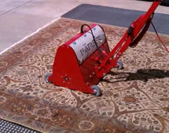 Mechanical dusting equipment removing embedded dirt from a rug